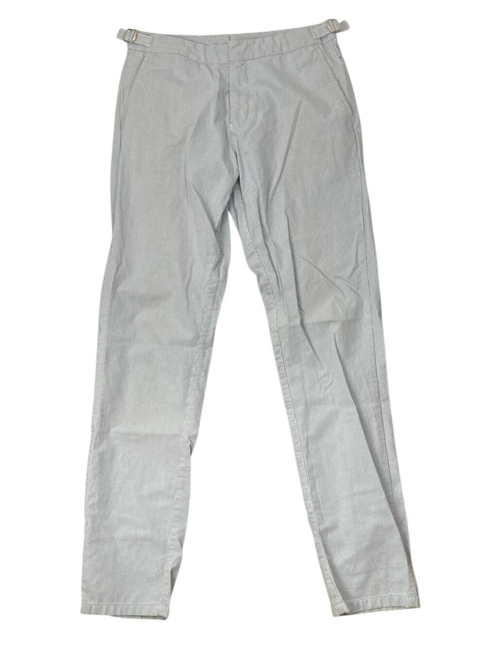 Orlebar Brown Men's White Striped High Rise Slim Straight Chino Trouser Pants 30
